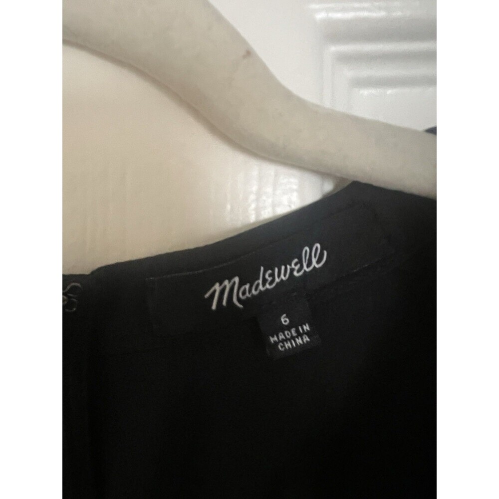 Madewell Embroidered Jumpsuit Sz 6 Black 100% Silk Sleeveless Boho Quiet Luxury - Picture 6 of 7